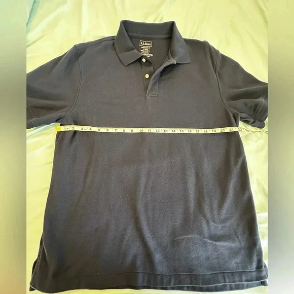 LL Bean Mens Size L Traditional Fit 100% Cotton Polo Shirt Navy Short Sleeve. - Picture 3 of 10